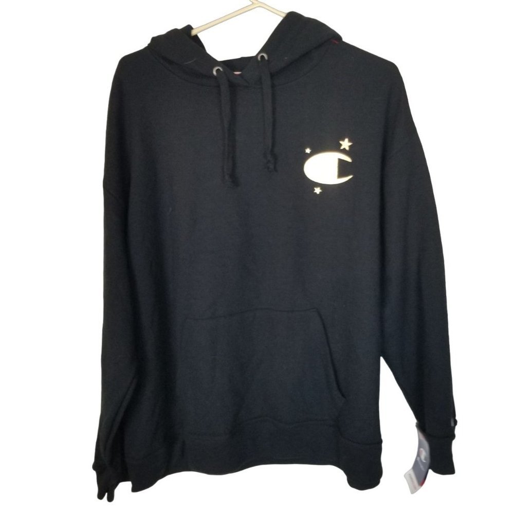 Champion Womens 2X Black Long Sleeves Pullover Hoodie Sweatshirt Pockets NWT